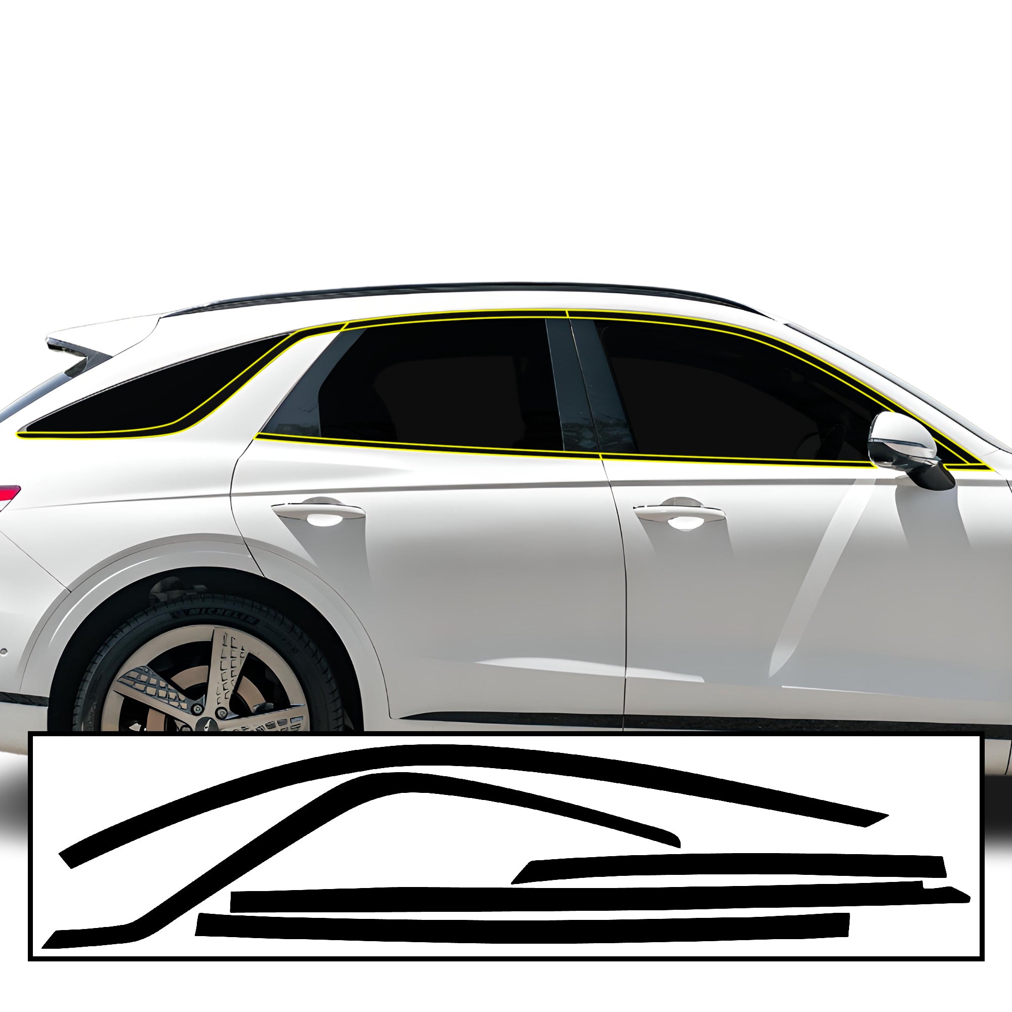 Vinyl Chrome Delete Side Window Trim Blackout Decal Stickers Overlay Film Fits Genesis GV70 2022 - 2025 - Bogar Tech Designs
