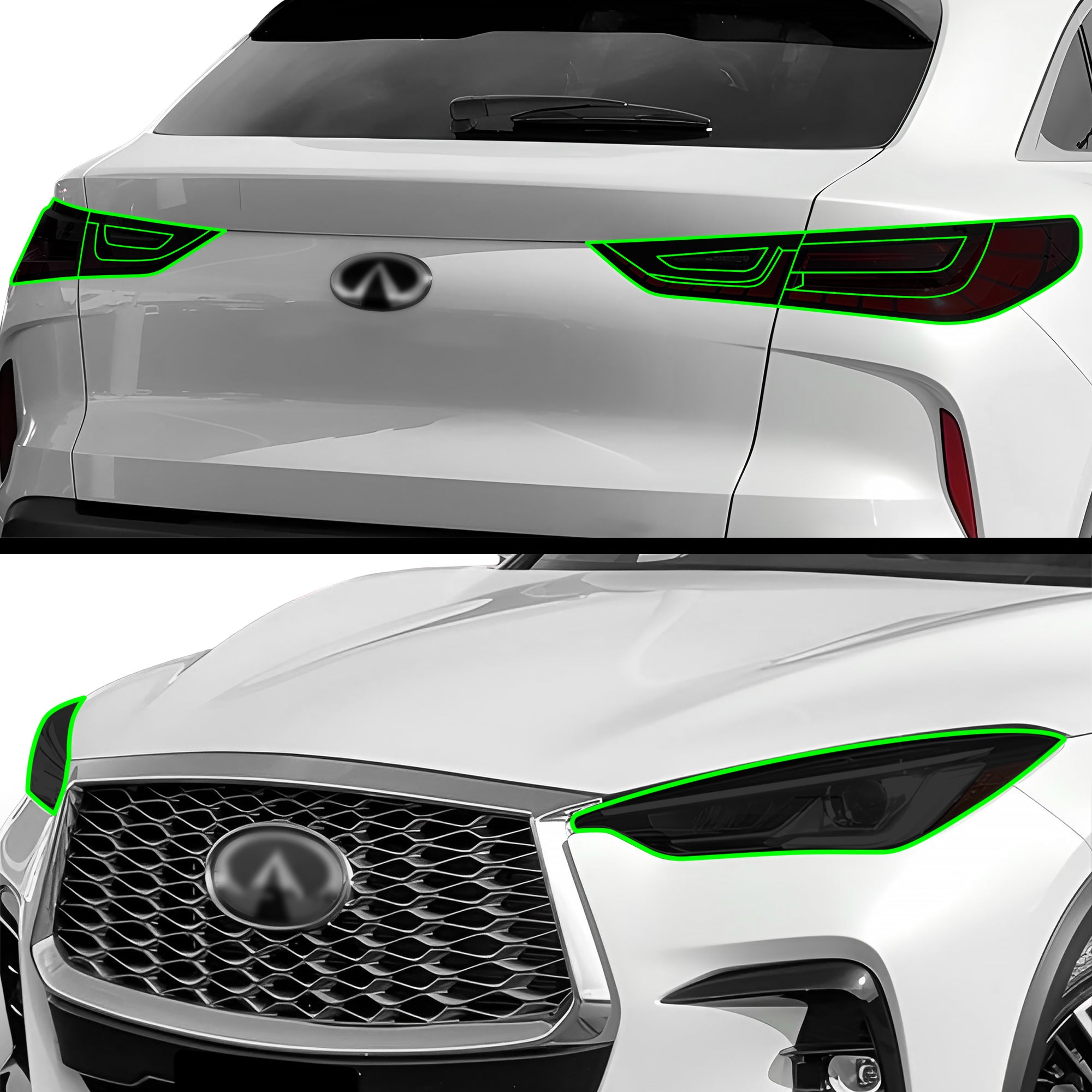 Infiniti QX55 2022–2025 Dark Smoke Headlight & Taillight Tint Kit