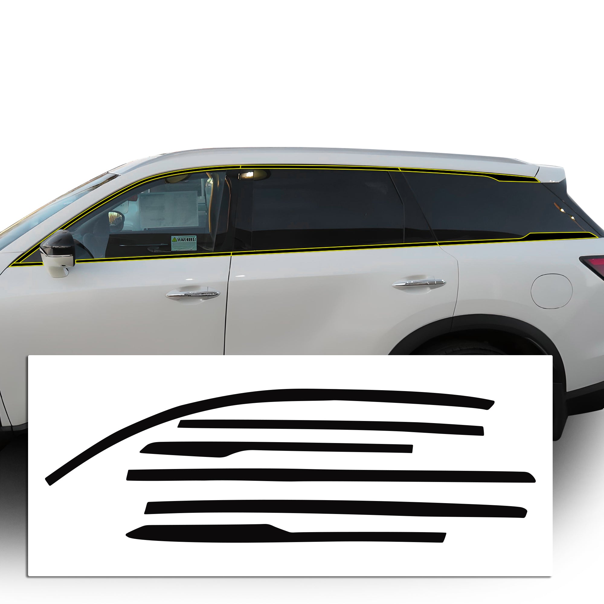 Vinyl Chrome Delete Grille Side Window Rear Blackout Decal Stickers Overlay Film Fits Infiniti QX60 2022 - 2025 - Bogar Tech Designs