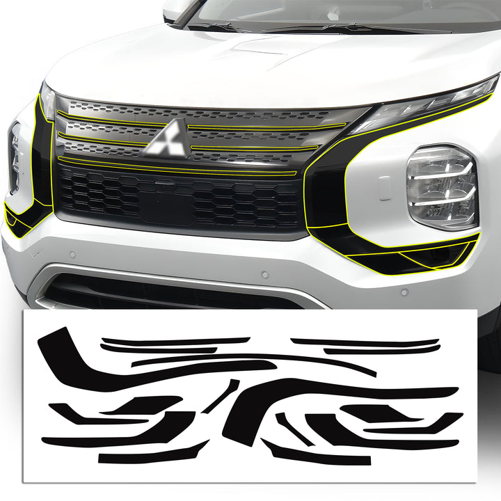 Vinyl Chrome Delete Grille Side Window Rear Blackout Decal Stickers Overlay Film Fits Mitsubishi Outlander 2022 - 2025 - Bogar Tech Designs