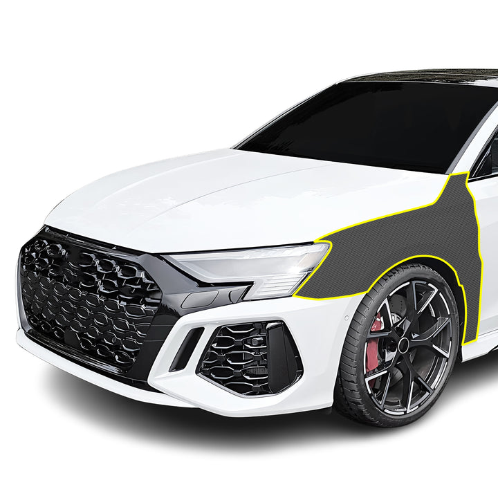 Fits Audi RS3 2022 - 2024 Precut Premium Gloss Black Carbon Fiber Fender Paint Protection Film PPF Decal Film Kit - Bogar Tech Designs