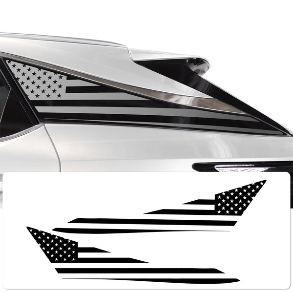 American Flag Quarter Window Decal for Lexus RX 2023-2026 – Precut Matte Black Vinyl