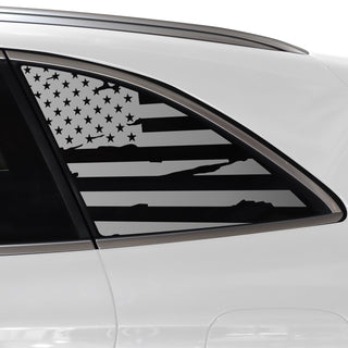 Buy distressed-black Quarter Window American Flag Vinyl Decal Stickers Fits Mercedes-Benz GLC 2016-2024