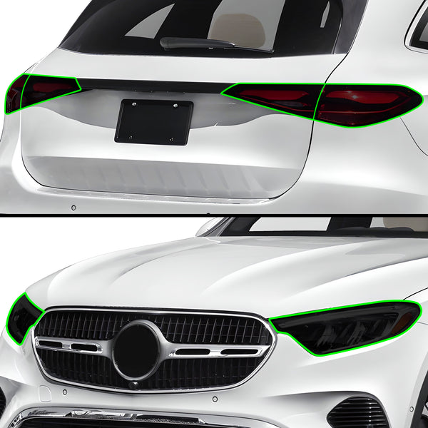 Full Headlight Taillight Precut Smoked PPF Tint Kit Film Overlay Fits Mercedes Benz GLC 2023-2024