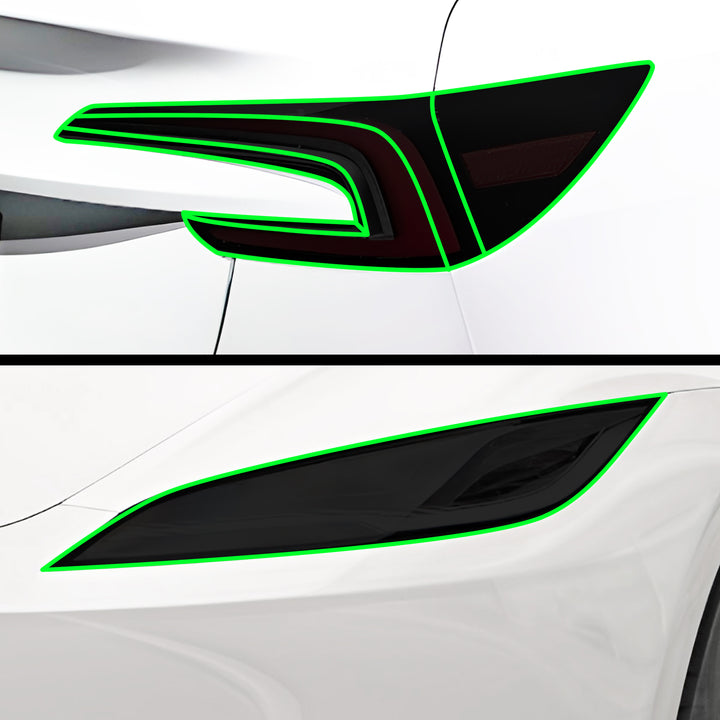 Full Headlight Taillight Precut Smoked PPF Tint Kit Film Overlay Fits Tesla Model 3 2024 - 2025 - Bogar Tech Designs