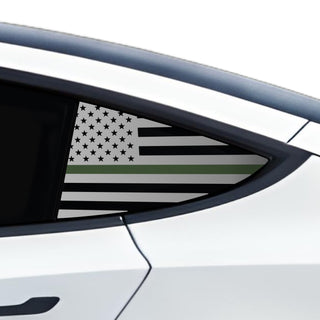 Buy thin-green-line Quarter Window American Flag Vinyl Decal Stickers Fits Tesla Model 3 2023-2024