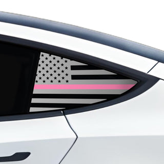 Buy thin-pink-line Quarter Window American Flag Vinyl Decal Stickers Fits Tesla Model 3 2023-2024
