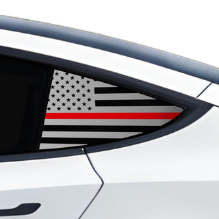 Buy thin-red-line Quarter Window American Flag Vinyl Decal Stickers Fits Tesla Model 3 2023-2024
