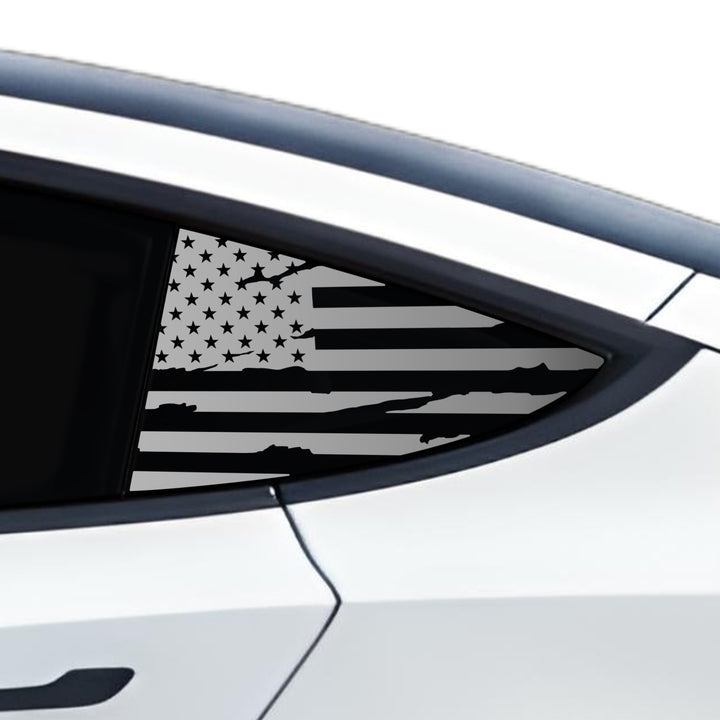 Quarter Window American Flag Vinyl Decal Stickers Fits Tesla Model 3 2023 - 2025 - Bogar Tech Designs