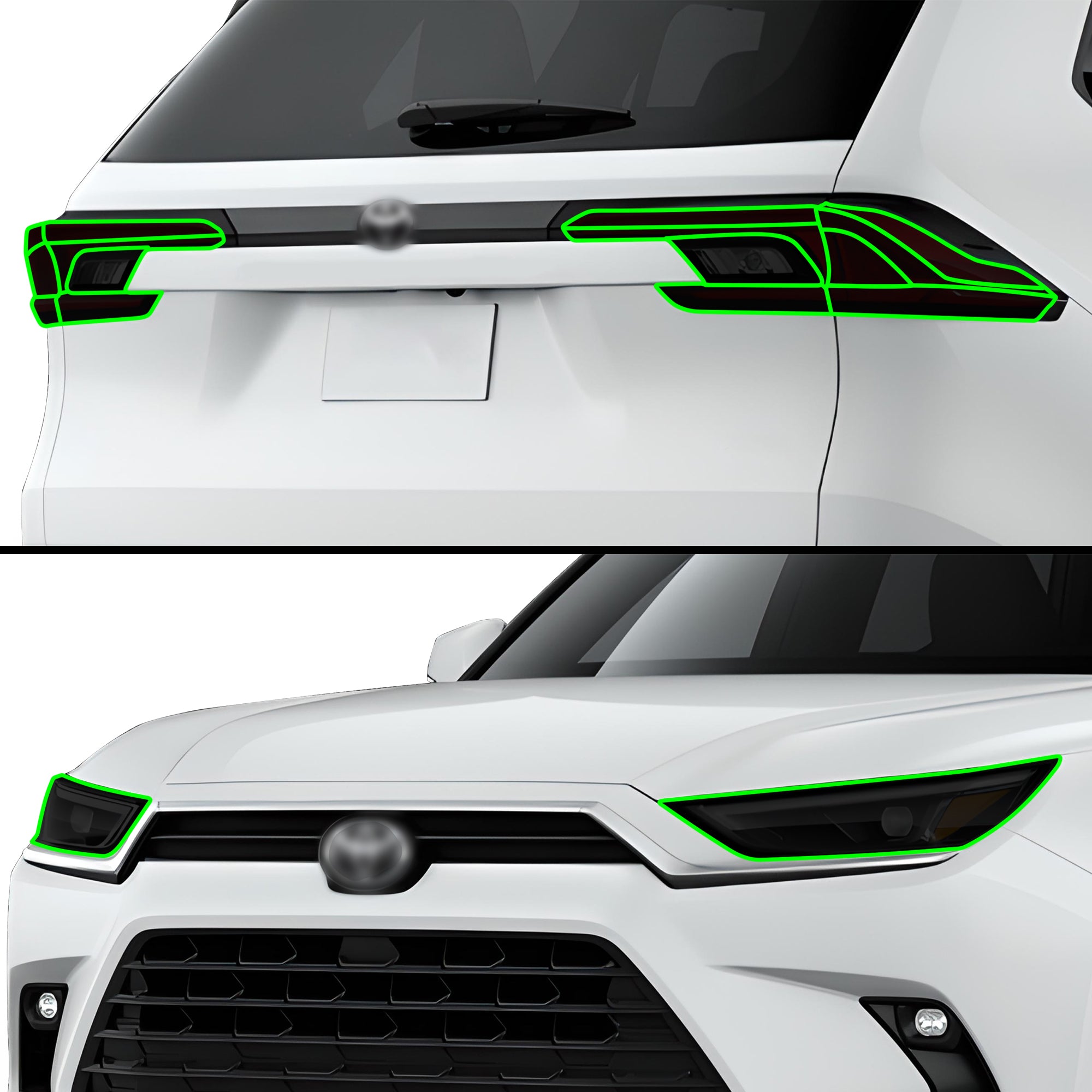 Full Headlight Taillight Precut Smoked PPF Tint Kit Film Overlay Fits Toyota Grand Highlander 2024 - 2025 - Bogar Tech Designs