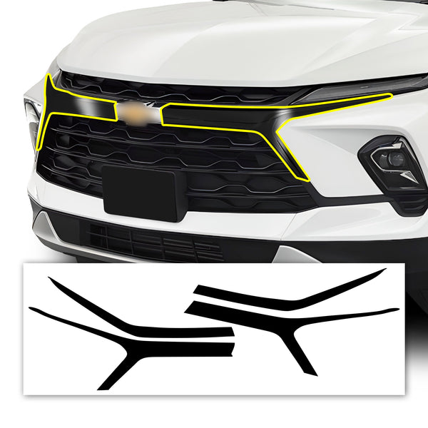 Chevy Blazer 2023-2026 Front Grille Blackout Chrome Delete Kit - Precut Gloss Black Vinyl Overlays