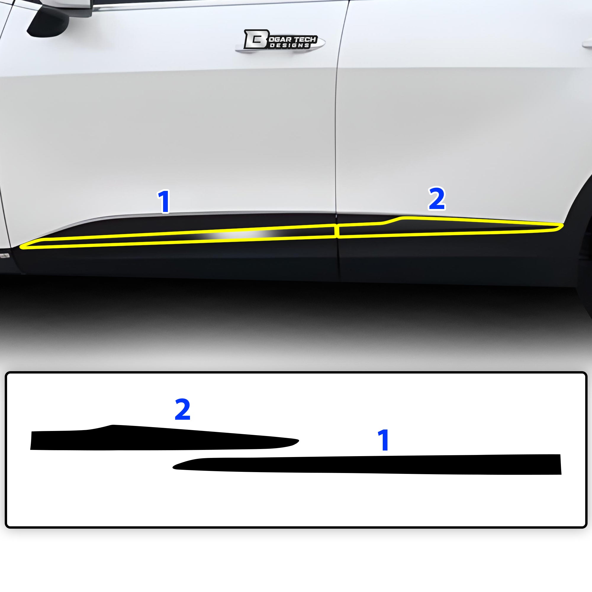 Vinyl Chrome Delete Wheel Sides Front Trim Blackout Decal Stickers Overlay Film Fits Kia Sportage 2023 - 2025 - Bogar Tech Designs