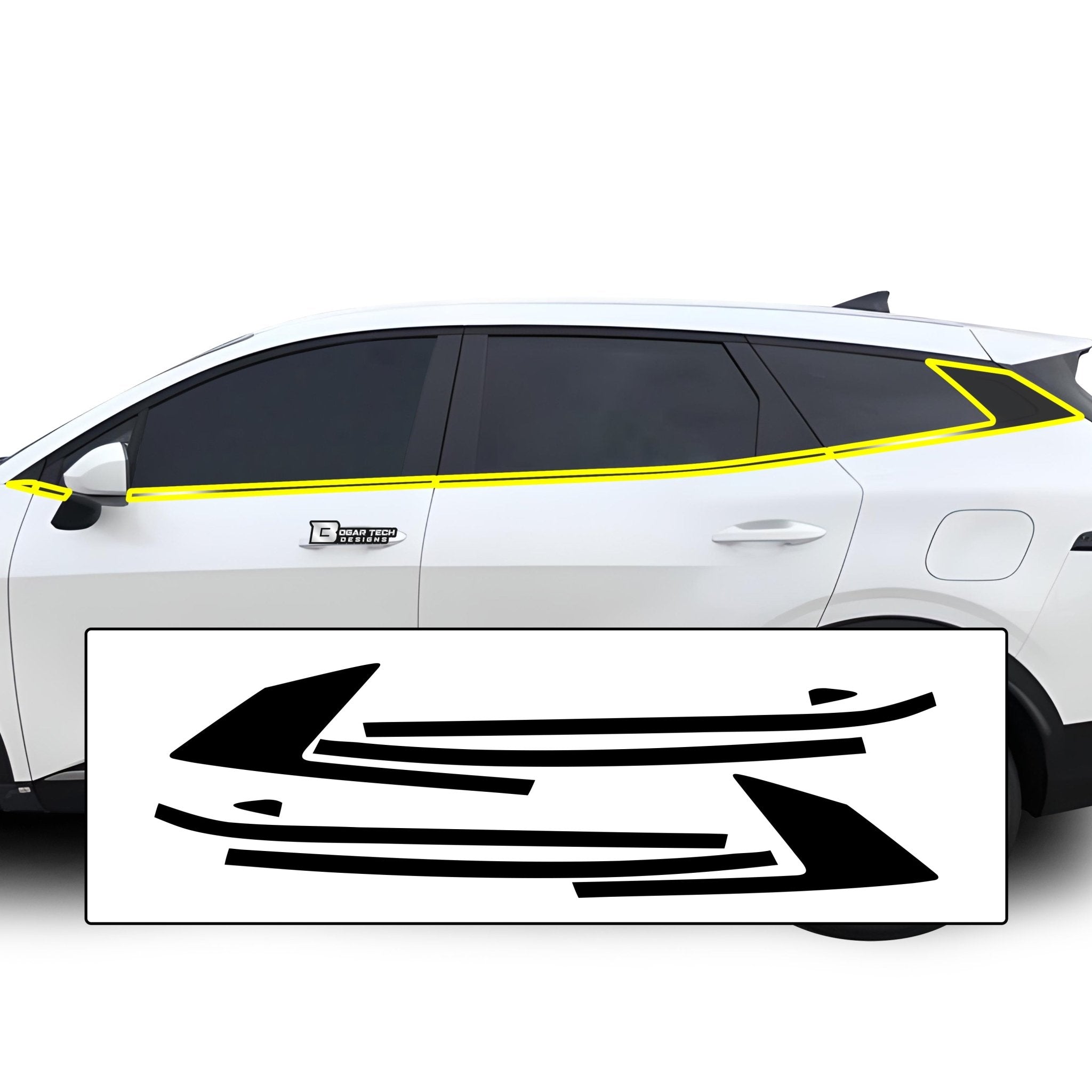 Vinyl Chrome Delete Wheel Sides Front Trim Blackout Decal Stickers Overlay Film Fits Kia Sportage 2023 - 2025 - Bogar Tech Designs