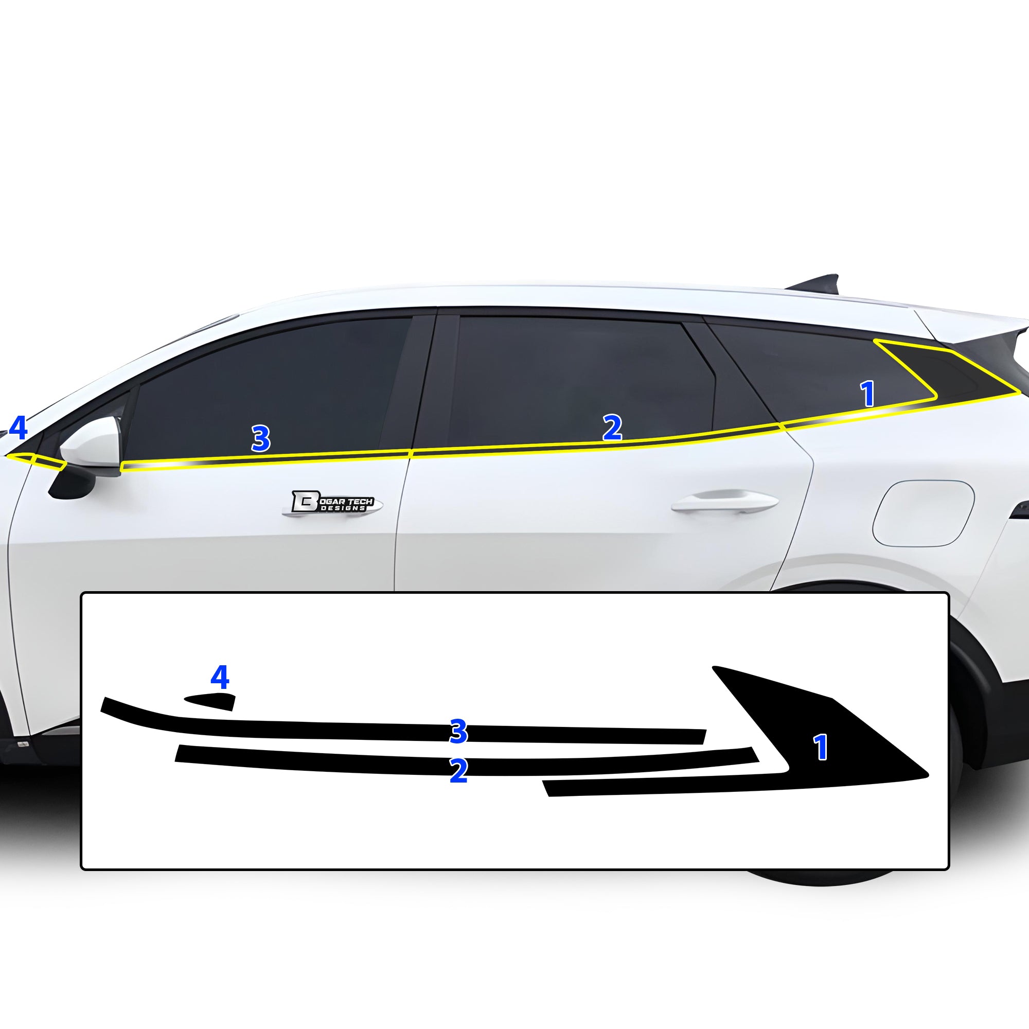 Vinyl Chrome Delete Wheel Sides Front Trim Blackout Decal Stickers Overlay Film Fits Kia Sportage 2023 - 2025 - Bogar Tech Designs