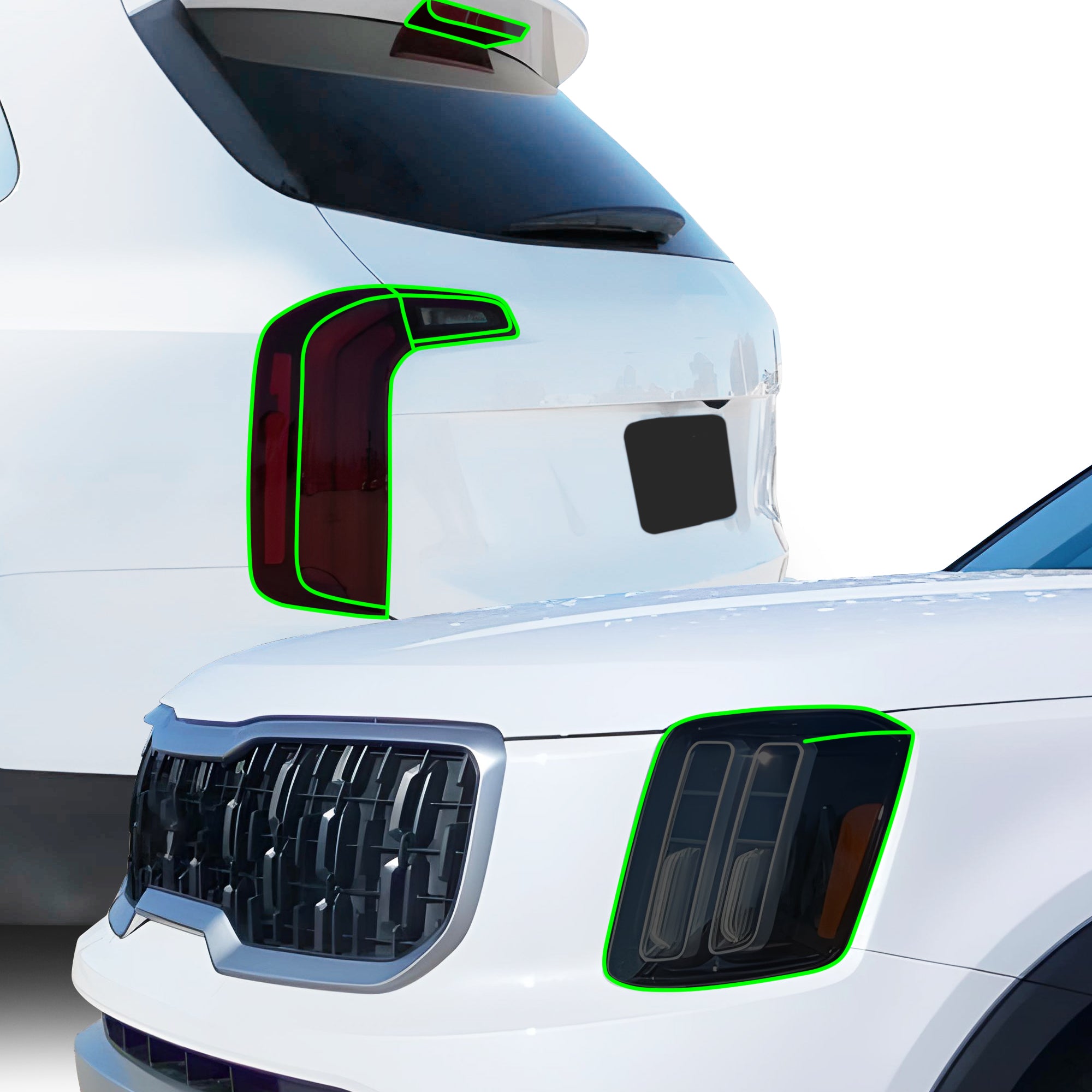 Full Headlight Taillight Precut Smoked PPF Tint Kit Film Overlay Fits Kia Telluride 2020 - 2025 - Bogar Tech Designs