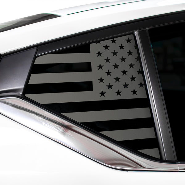 American Flag Quarter Window Decal for Nissan Altima 2019-2026 – Precut Matte Black Vinyl