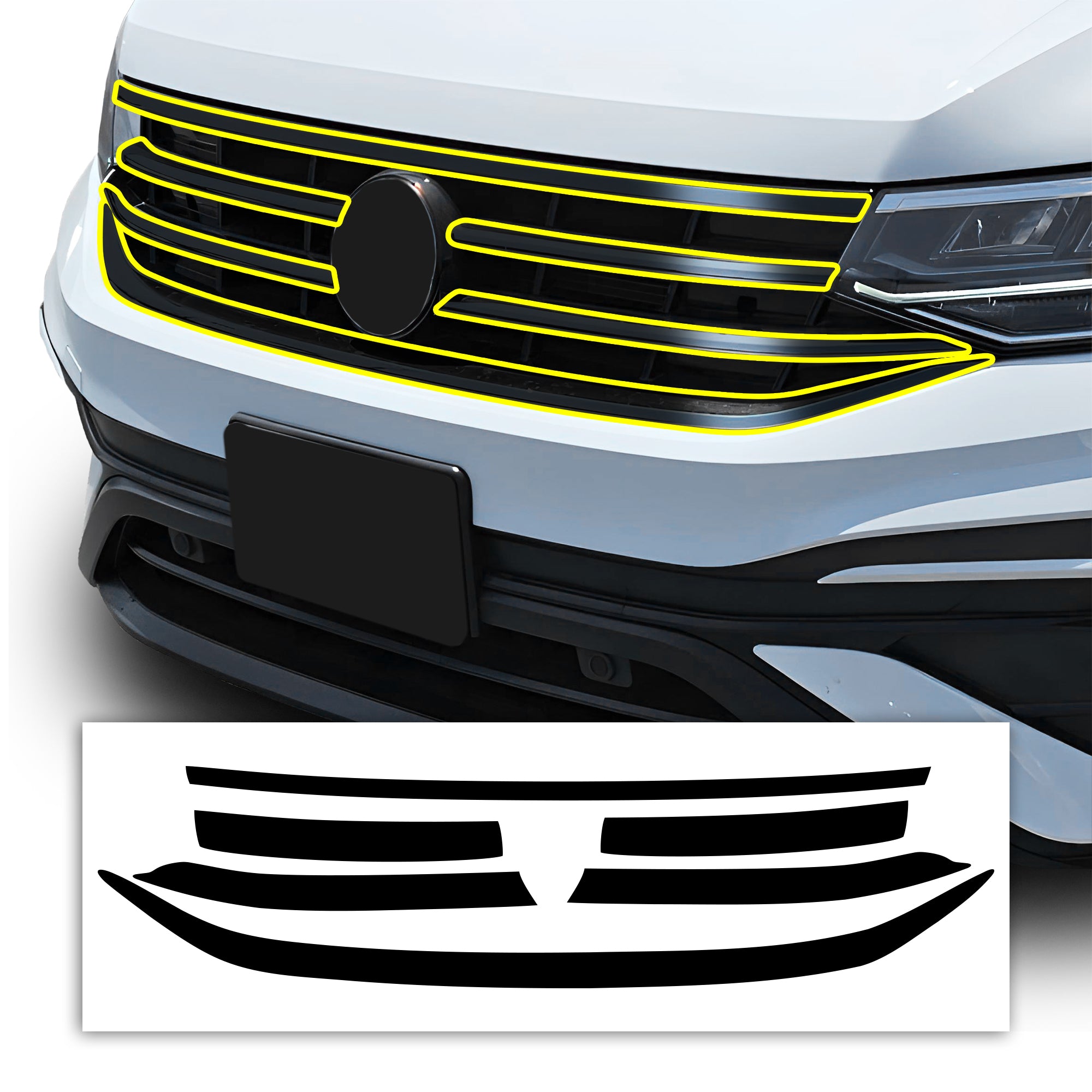 Vinyl Chrome Delete Grille Window Wheel Blackout Decal Stickers Overlay Film Fits Volkswagen Tiguan - Bogar Tech Designs