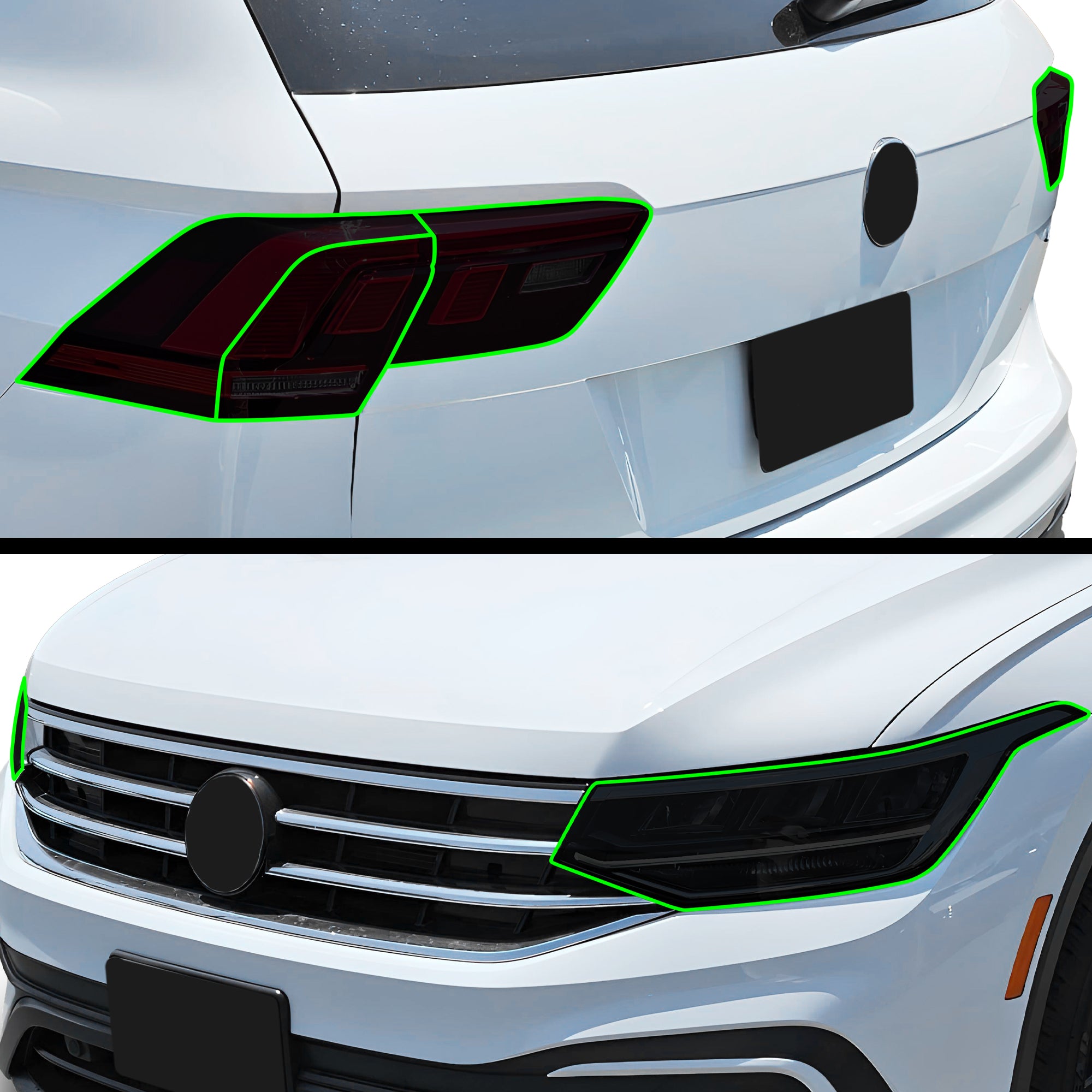 Full Headlight Taillight Precut Smoked PPF Tint Kit Film Overlay Fits Volkswagen Tiguan 2018 - 2024 - Bogar Tech Designs