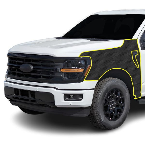 Fits Ford F-150 2021+ Precut Premium Gloss Black Carbon Fiber Fender Paint Protection Film PPF Decal Film Kit Cover