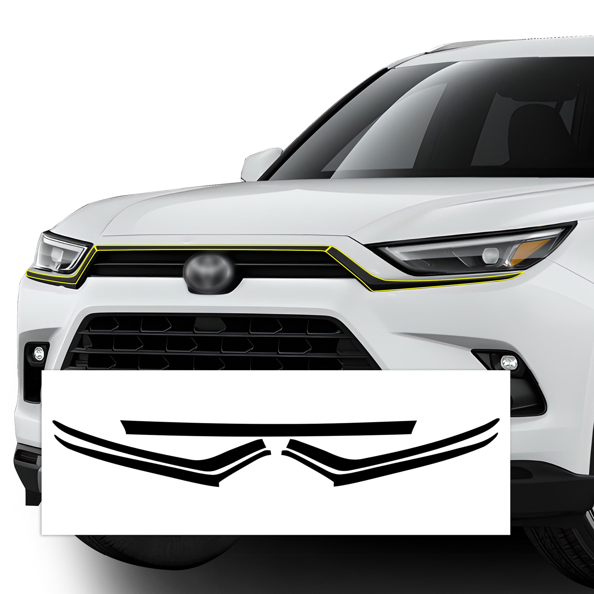 Vinyl Chrome Delete Grille Side Window Blackout Decal Stickers Overlay Film Fits Toyota Grand Highlander 2024 2025 - Bogar Tech Designs