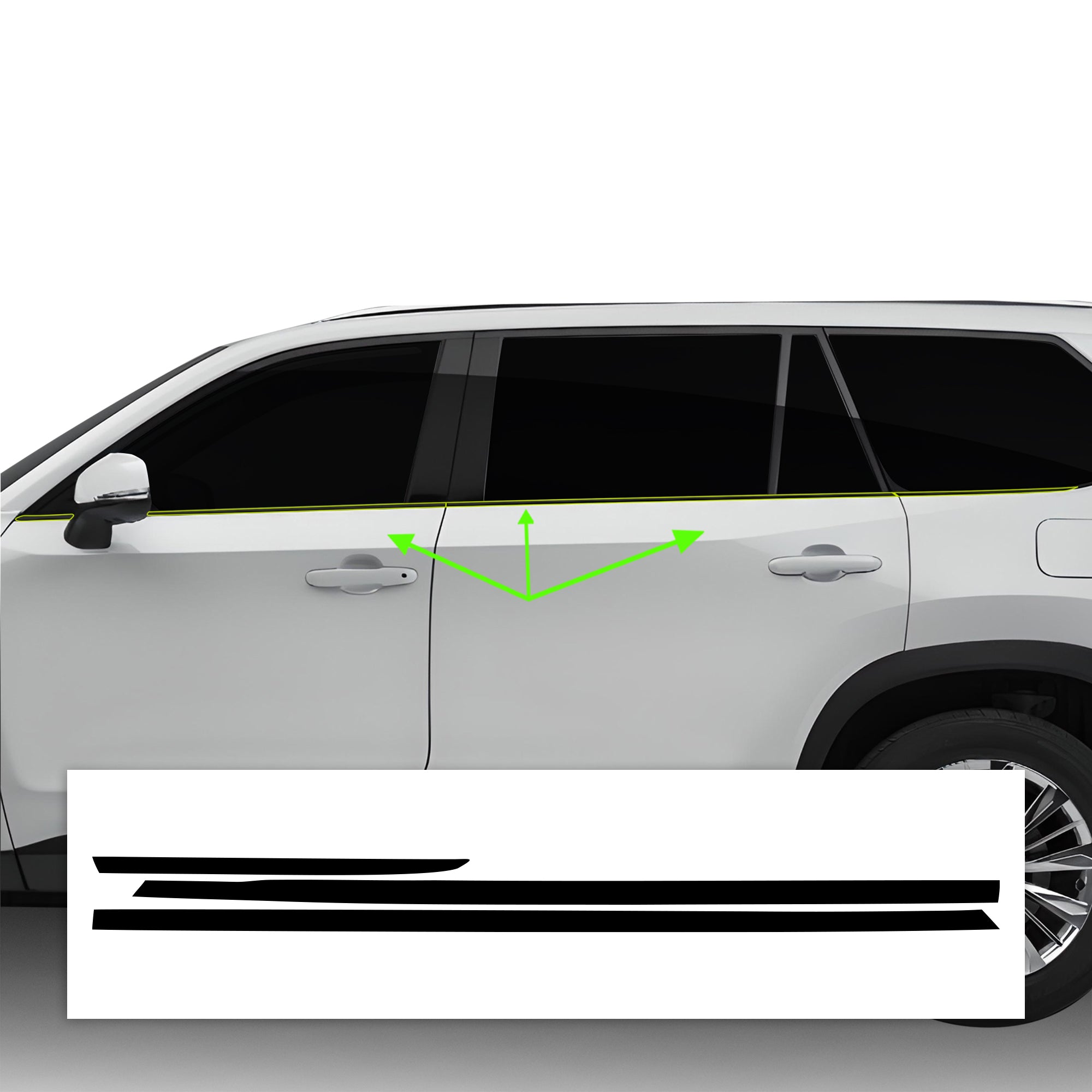 Vinyl Chrome Delete Grille Side Window Blackout Decal Stickers Overlay Film Fits Toyota Grand Highlander 2024 2025 - Bogar Tech Designs