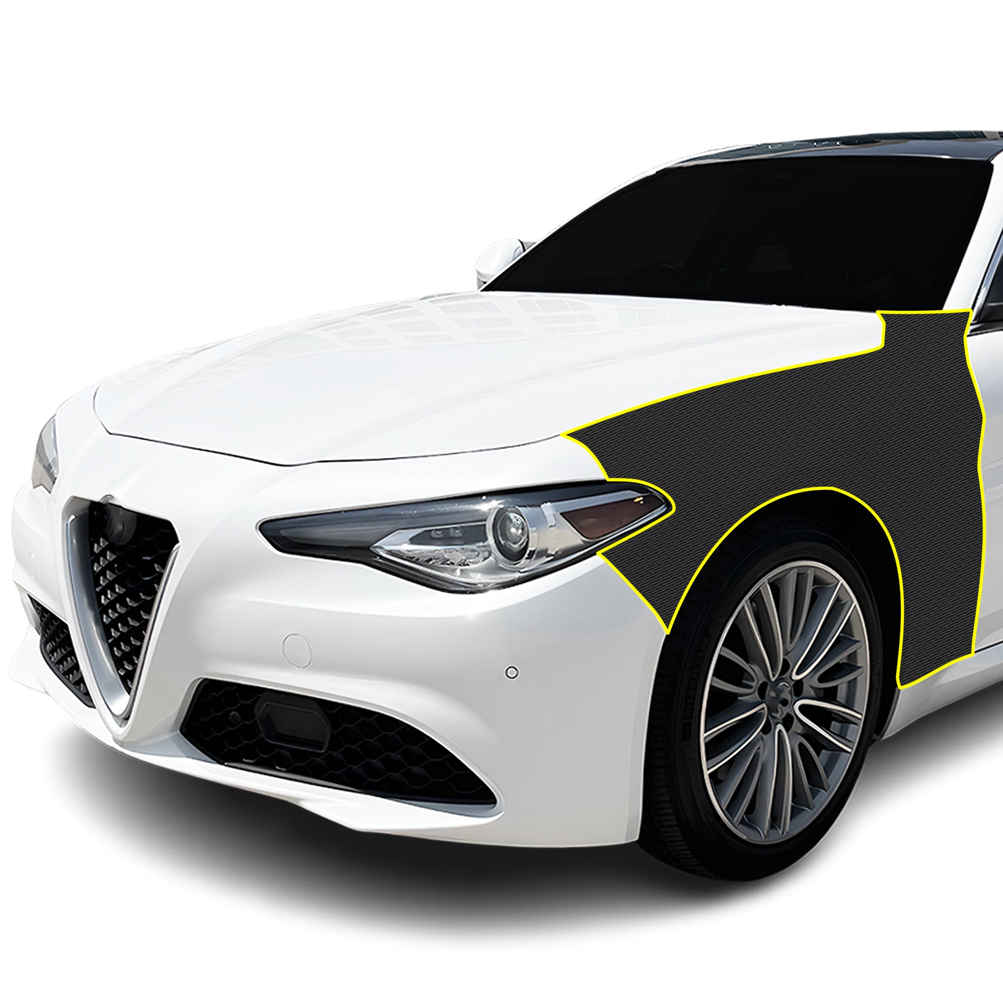 Fits Alfa Romeo Giulia 2016+ Precut Premium Gloss Black Carbon Fiber Fender Paint Protection Film PPF Decal Film Kit - Bogar Tech Designs