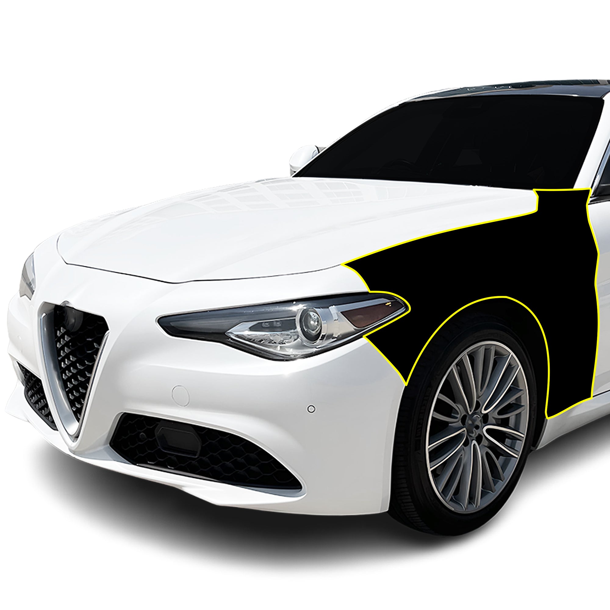 Fits Alfa Romeo Giulia 2016+ Precut Premium Gloss Black Carbon Fiber Fender Paint Protection Film PPF Decal Film Kit - Bogar Tech Designs