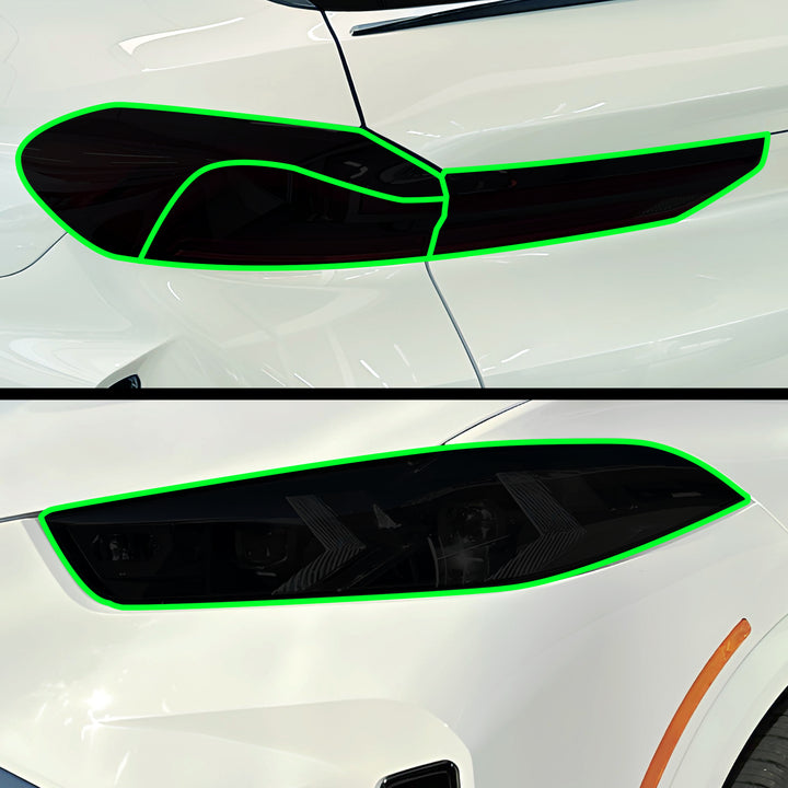 Full Headlight Taillight Precut Smoked PPF Tint Kit Film Overlay Fits BMW X6 2020 - 2025 - Bogar Tech Designs