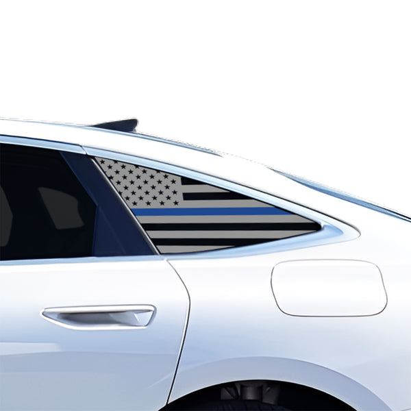 American Flag Quarter Window Decal for Audi A6 S6 e-tron 2025-2027 – Precut Matte Black Vinyl