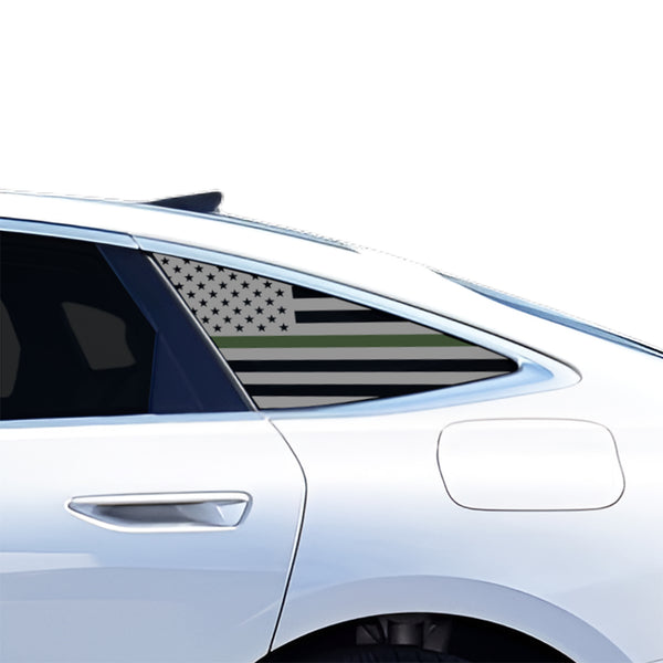American Flag Quarter Window Decal for Audi A6 S6 e-tron 2025-2027 – Precut Matte Black Vinyl