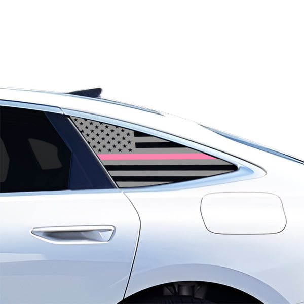 American Flag Quarter Window Decal for Audi A6 S6 e-tron 2025-2027 – Precut Matte Black Vinyl