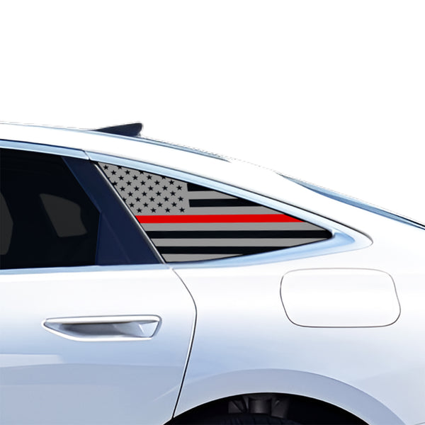 American Flag Quarter Window Decal for Audi A6 S6 e-tron 2025-2027 – Precut Matte Black Vinyl