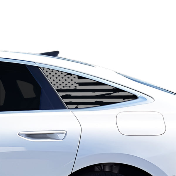 American Flag Quarter Window Decal for Audi A6 S6 e-tron 2025-2027 – Precut Matte Black Vinyl