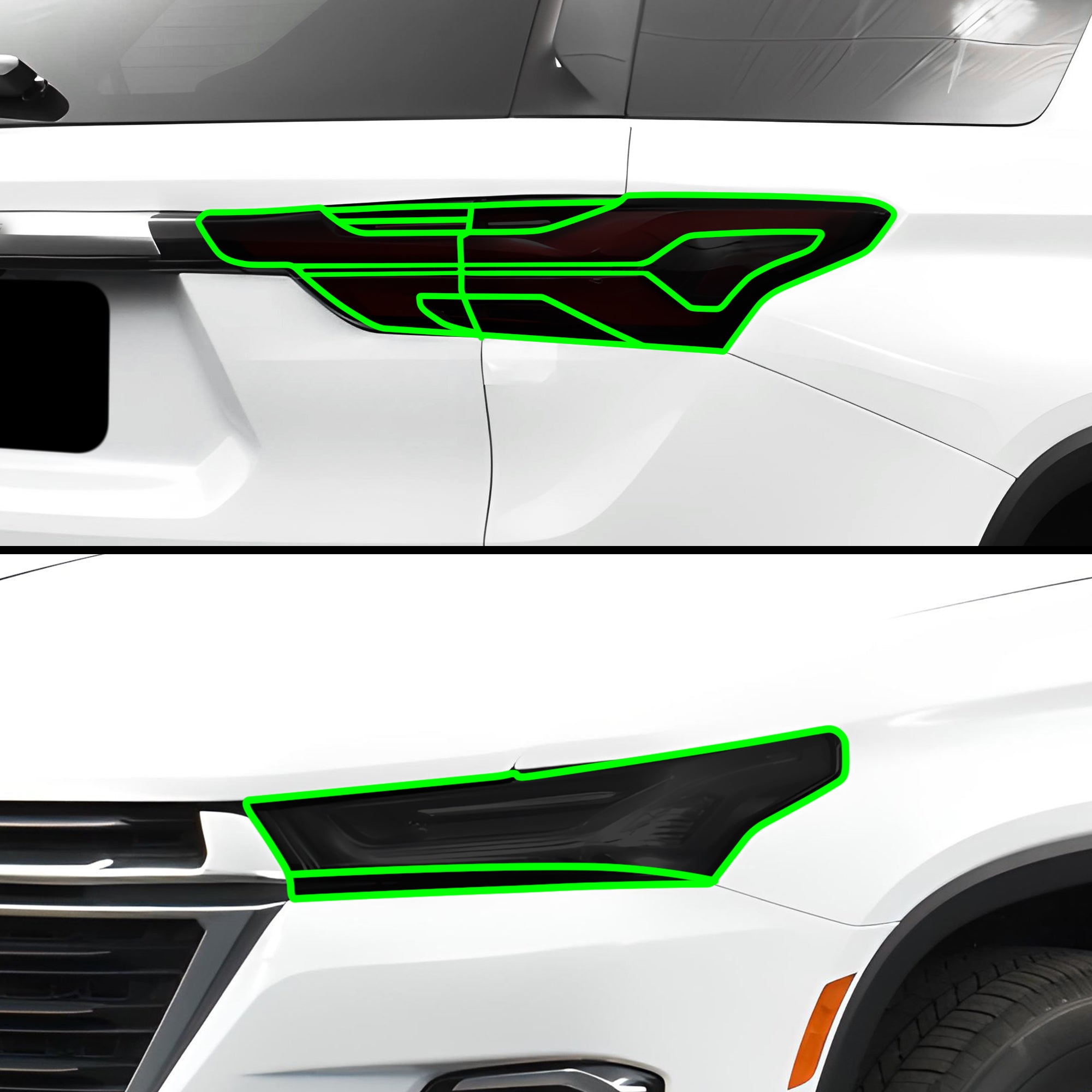 Full Headlight Taillight Precut Smoked PPF Tint Kit Film Overlay Fits Chevrolet Traverse 2022 - 2023 - Bogar Tech Designs