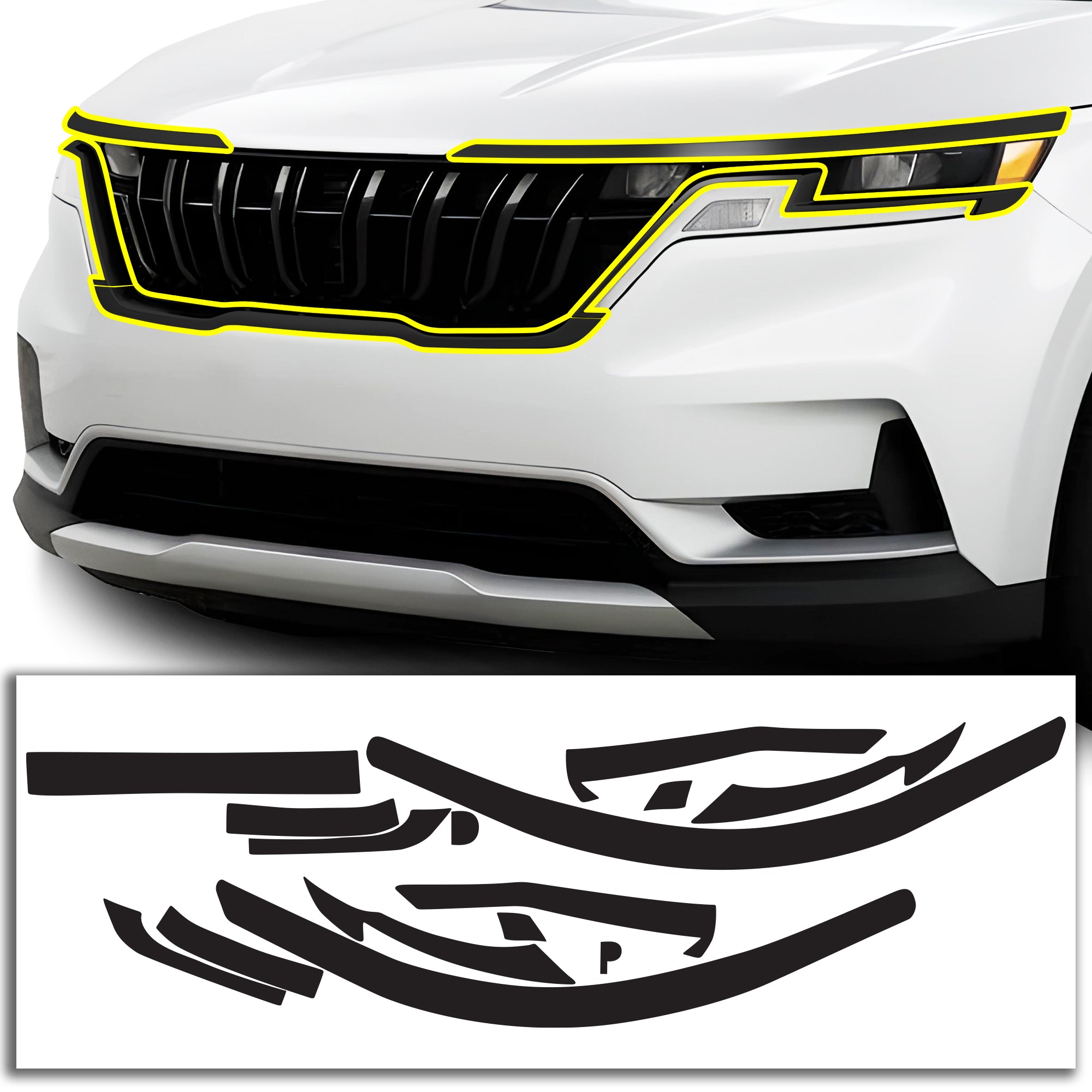 Vinyl Chrome Delete Grille Side Window Rear Blackout Decal Stickers Overlay Film Fits Kia Carnival 2022 - 2025 - Bogar Tech Designs