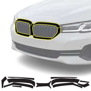 BMW 5 Series 2018-2023 Blackout Chrome Delete Kit – Precut Gloss Black Vinyl Overlays