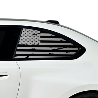 Buy distressed-black Fits BMW M2 2023+ Quarter Window American Flag Vinyl Decal Stickers