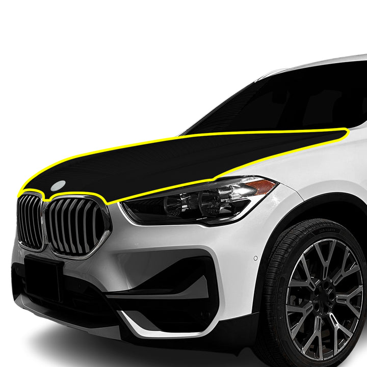Fits BMW X1 2016 - 2022 Precut Premium Gloss Black Carbon Fiber Hood Paint Protection Film PPF Decal Film Kit - Bogar Tech Designs