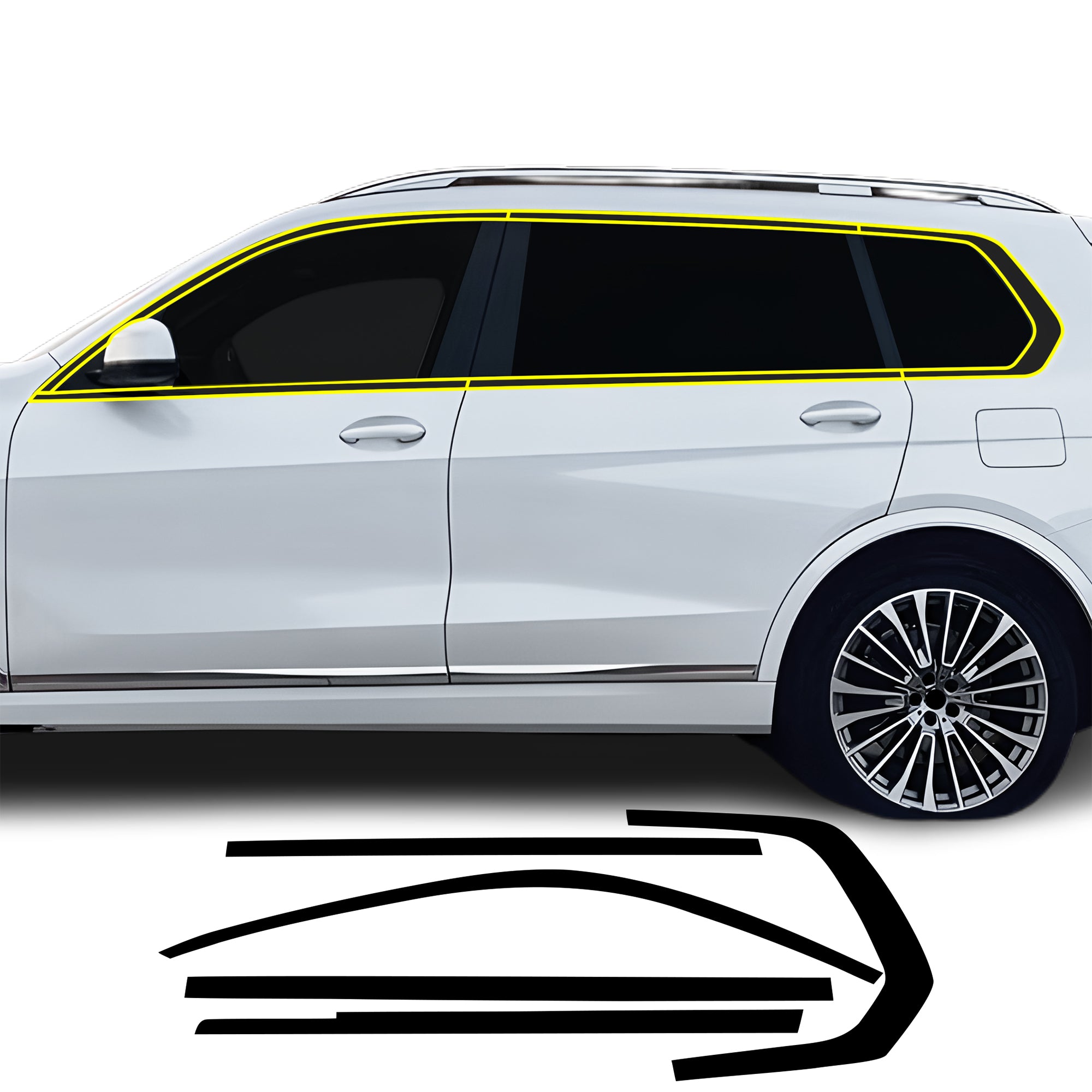 BMW X7 2019-2026 Blackout Chrome Delete Kit – Precut Gloss Black Vinyl Overlays