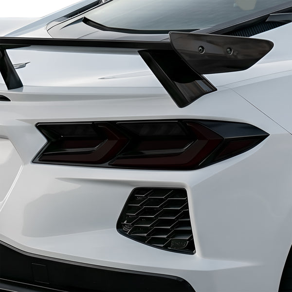 Chevrolet Corvette C8 2020–2026 Dark Smoke Headlight & Taillight Tint Kit – Precut Vinyl Lens Overlays