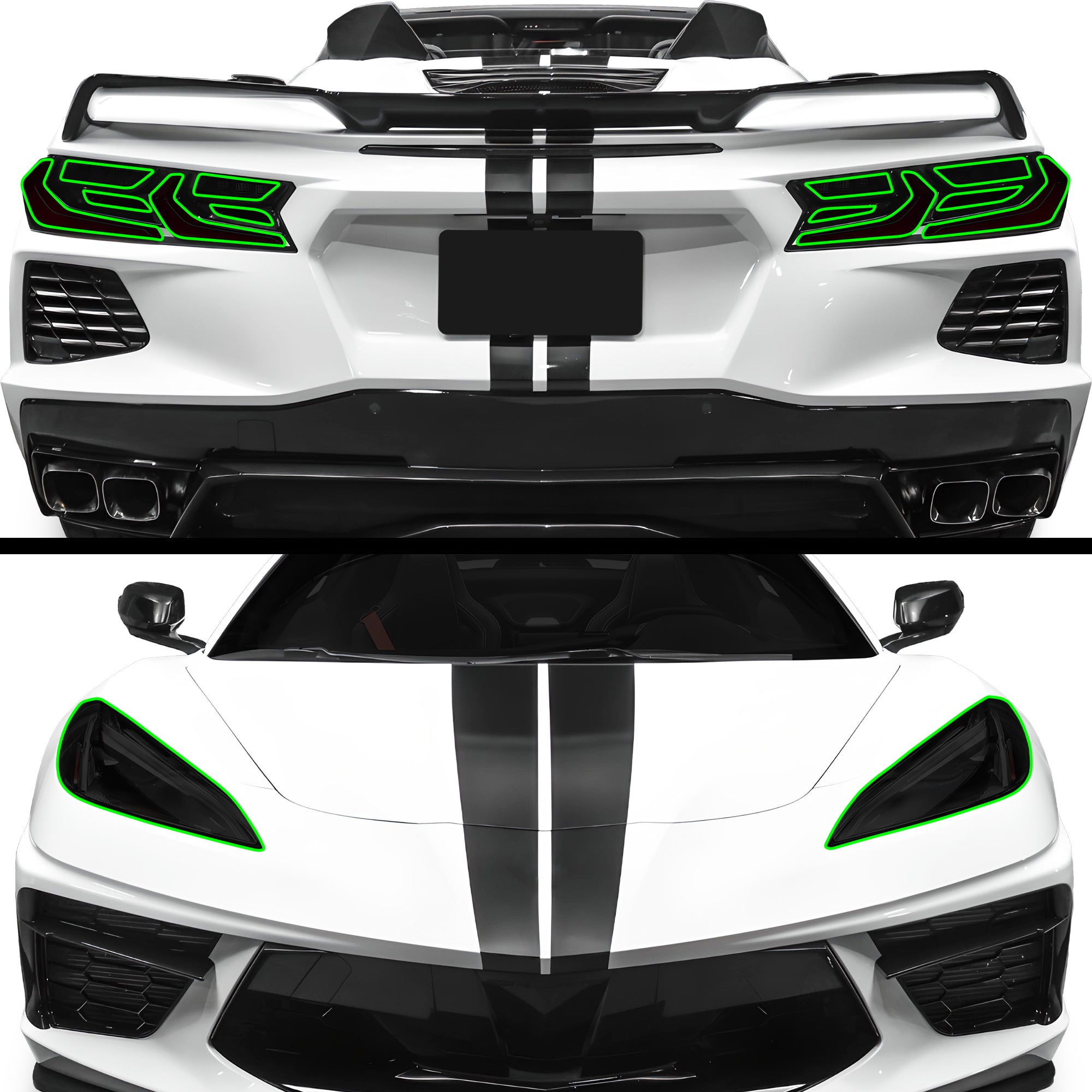 Full Headlight Taillight Precut Smoked PPF Tint Kit Film Overlay Fits Chevy Corvette C8 2020 - 2025 - Bogar Tech Designs