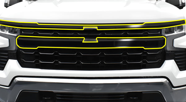 Vinyl Chrome Delete Front Grille Blackout Decal Stickers Overlay Film Fits Chevy Silverado 1500 2022-2024