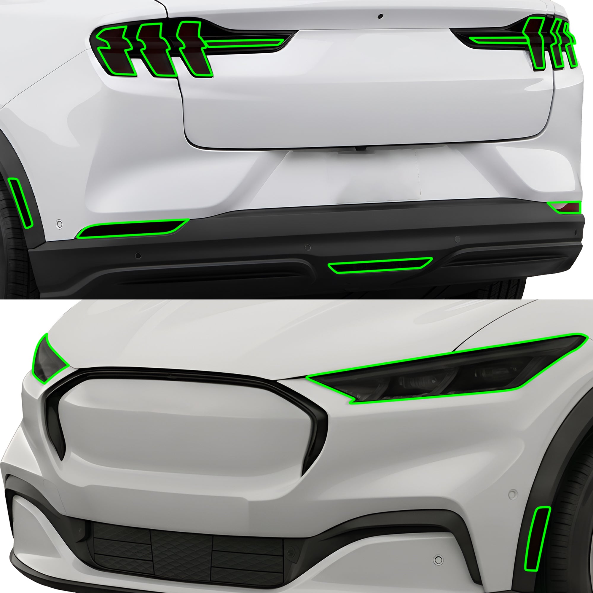 Ford Mustang Mach-E 2021–2026 Dark Smoke Headlight & Taillight Tint Kit – Precut Vinyl Lens Overlays