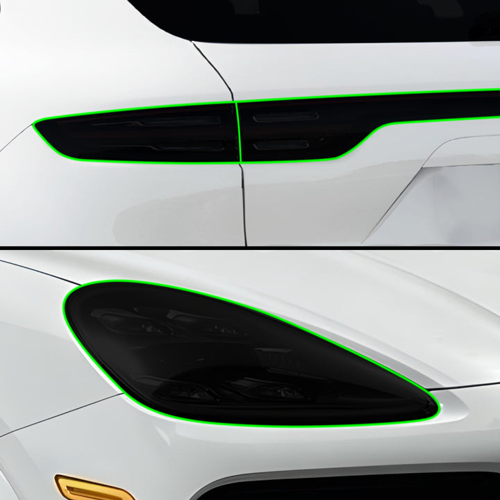 Full Headlight Taillight Precut Smoked PPF Tint Kit Film Overlay Fits Porsche Cayenne 2019 - 2023 - Bogar Tech Designs