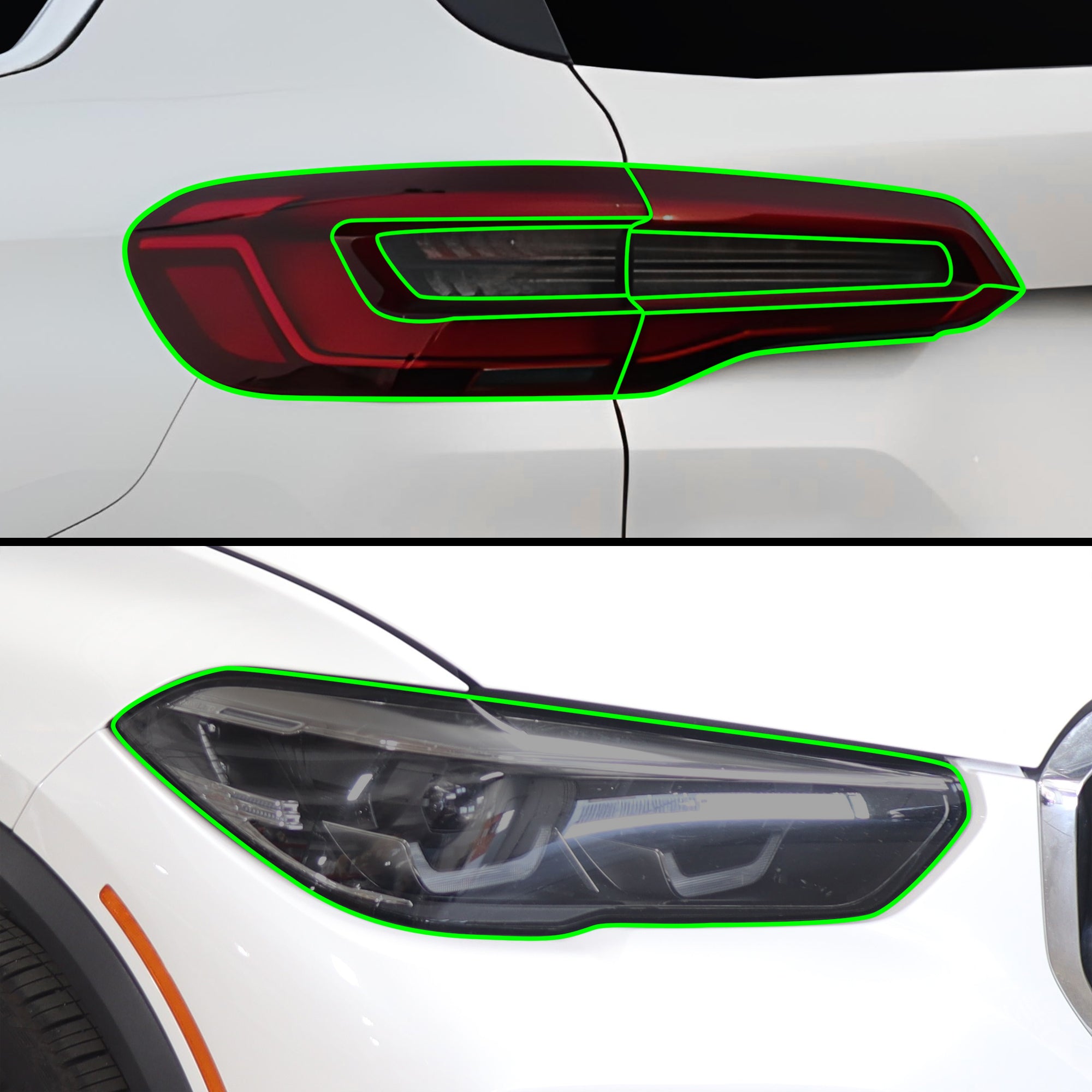 Full Headlight Taillight Precut Smoked PPF Tint Kit Film Overlay Fits BMW X5 2019 - 2023 - Bogar Tech Designs