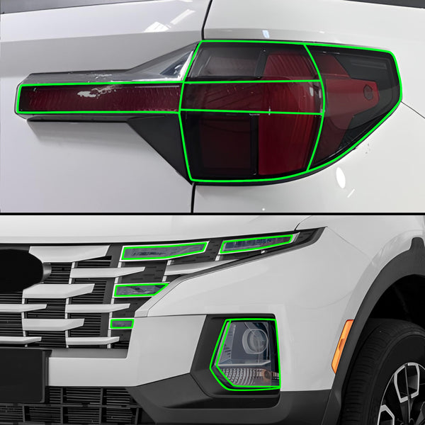 Full Headlight Taillight Precut Smoked PPF Tint Kit Film Overlay Fits Hyundai Santa Cruz 2022+