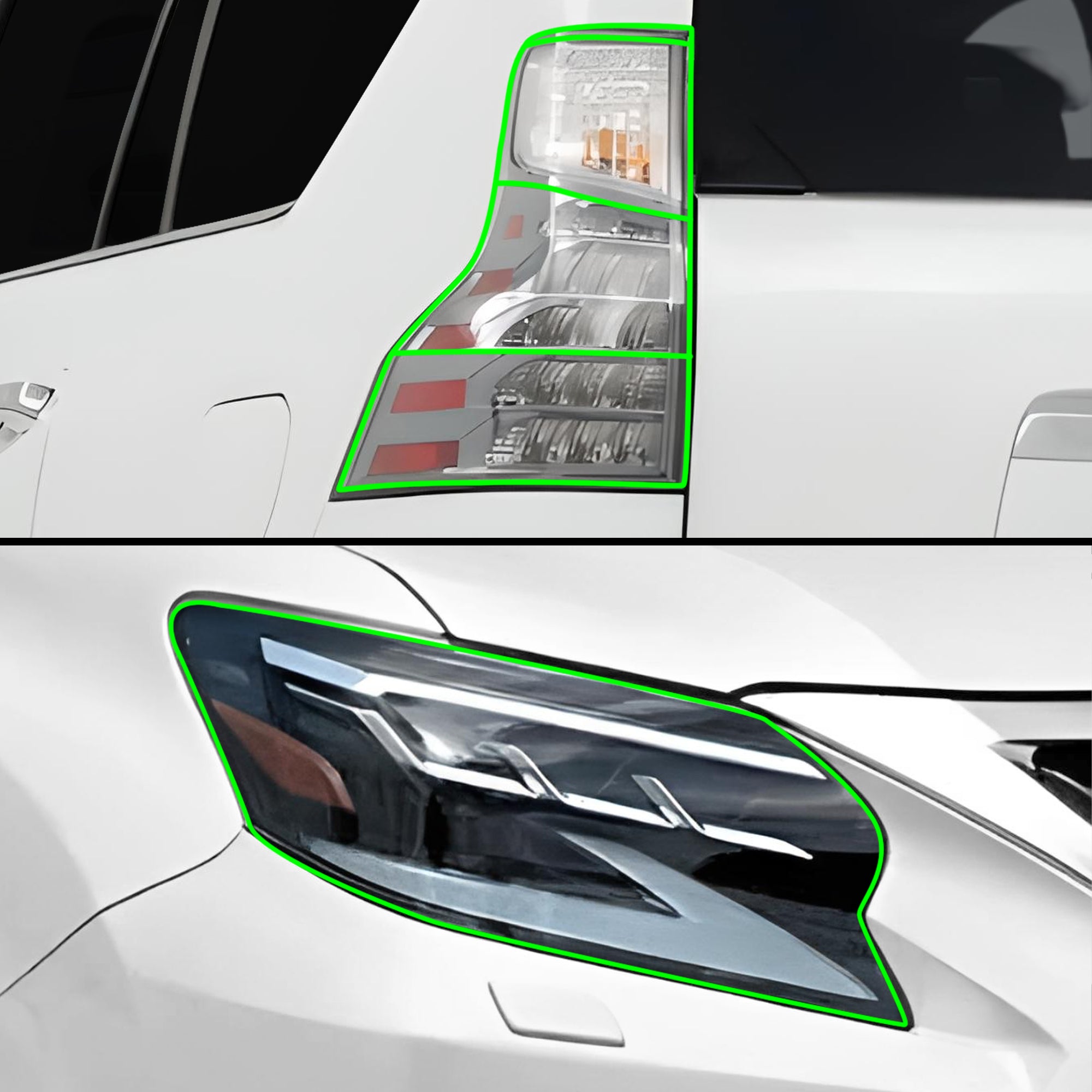Full Headlight Taillight Precut Smoked PPF Tint Kit Film Overlay Fits Lexus GX 2010 - 2023 - Bogar Tech Designs