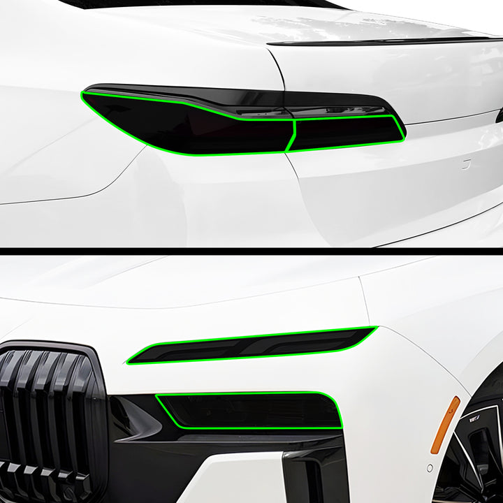 Fits BMW 7 Series 2023 - 2025 Full Headlight Taillight Precut Smoked PPF Tint Kit Film Overlay - Bogar Tech Designs