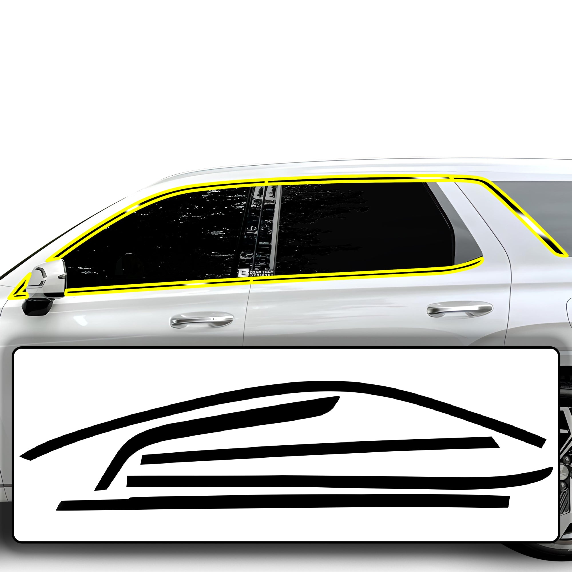 Side Window Skirt Vinyl Chrome Delete Trim Blackout Decal Stickers Overlay Film Fits Hyundai Palisade 2020 - 2025 - Bogar Tech Designs