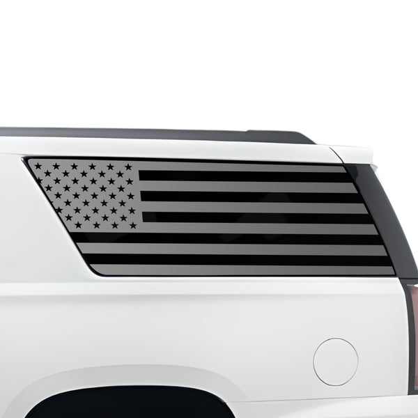 American Flag Quarter Window Decal for GMC Yukon XL 2015-2020 – Precut Matte Black Vinyl